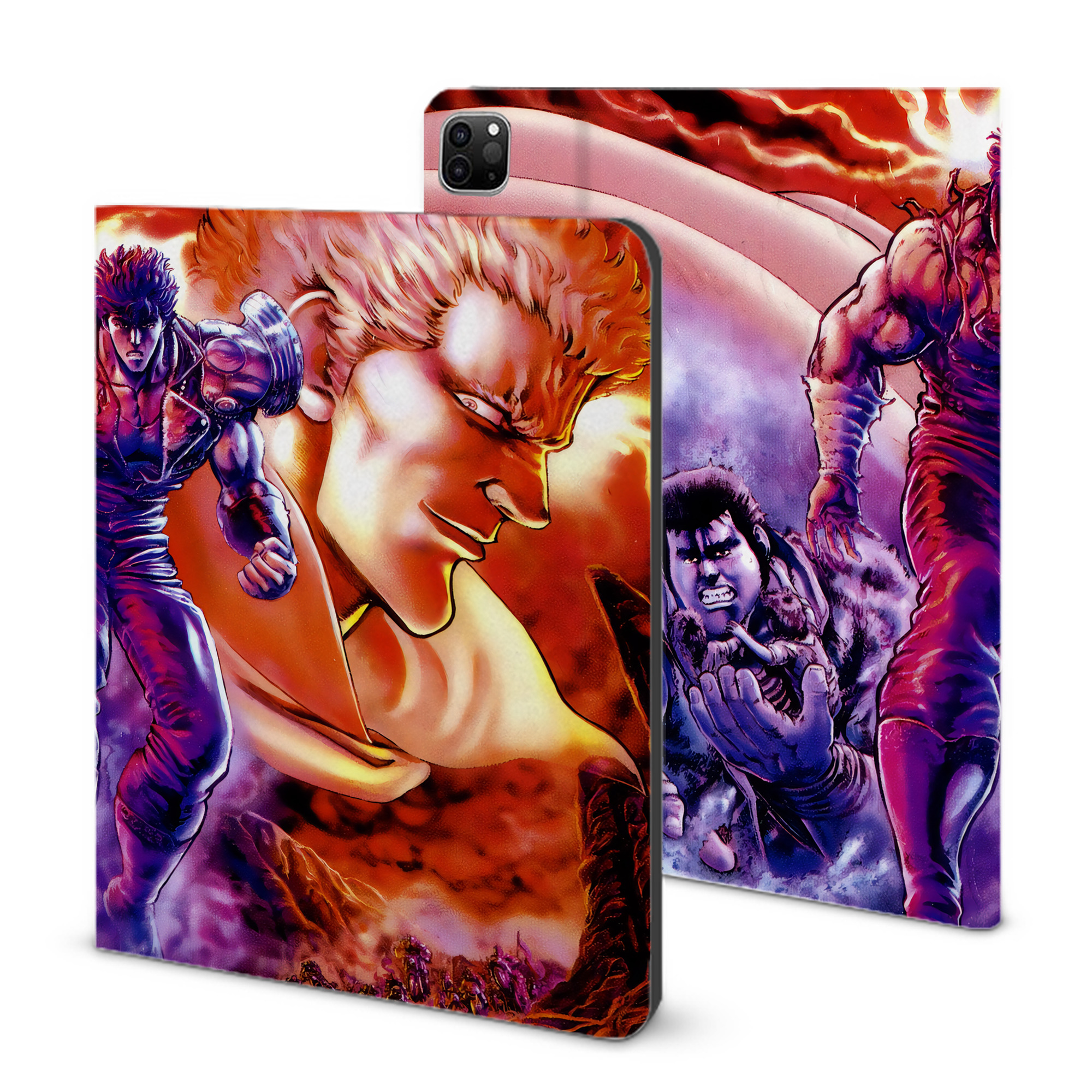 （画像用） 北斗の拳 Fist of the North Star IPad ケース ブック型 PUレザー TPU 耐衝撃 軽量 薄型 ペン収納なし 全面保護 IPad 各モデル対応